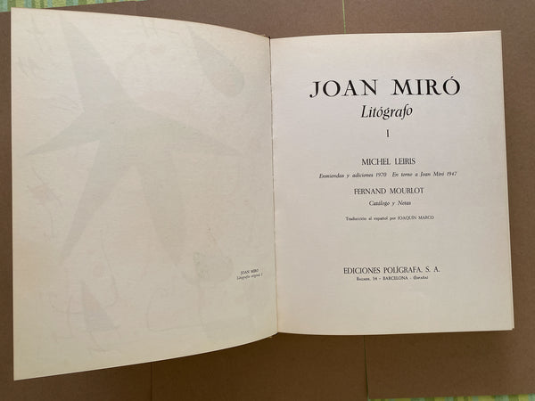 Joan Miro - Litografo I - Leiris, Mourlot - 1972