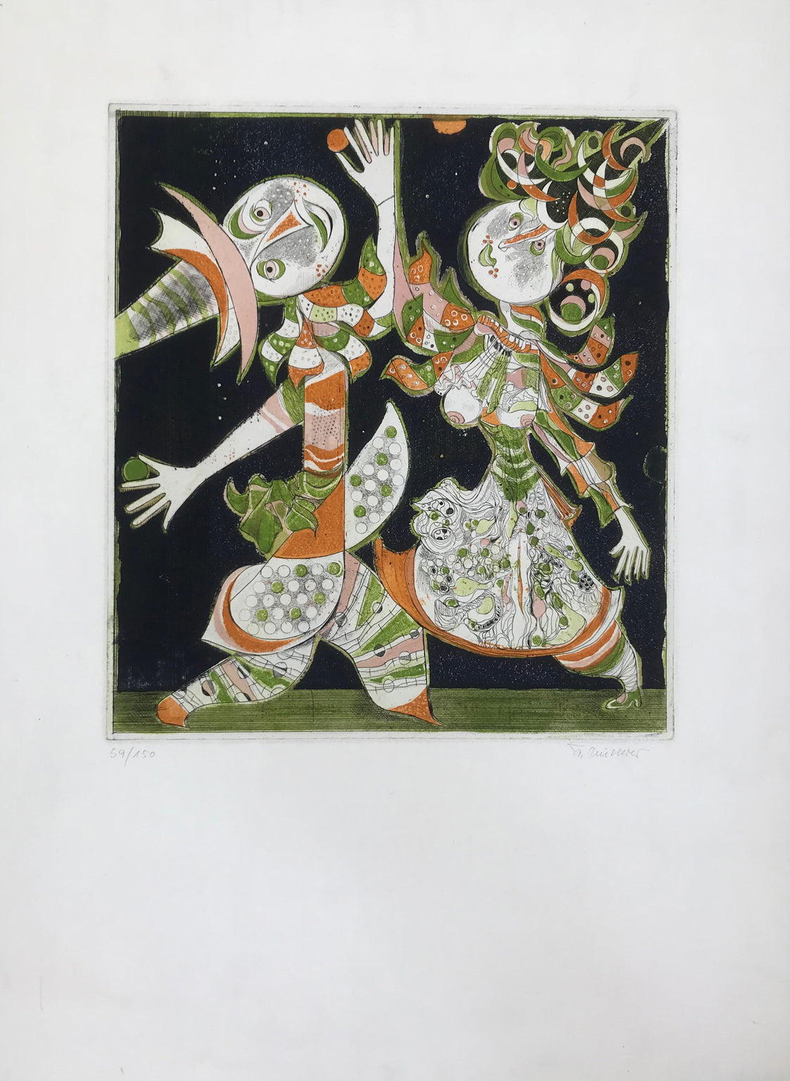 Mondhaubentanz -  Male and Female Clowns Dancing (Edition 59/150)