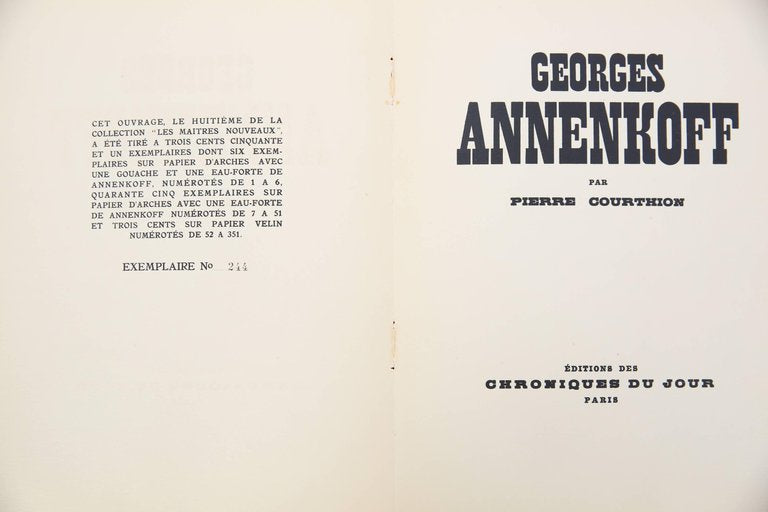 Georges Annenkoff by Pierre Courthion, 1930