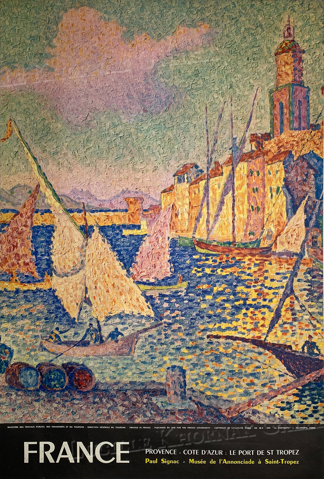 France, Paul Signac, Cote D'Azur, Provence travel poster 23.5in by 16in
