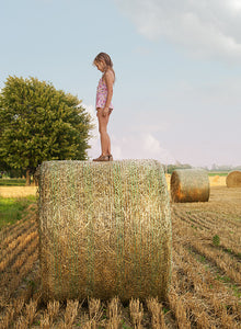 Girl on Haystack, by Lucille Khornak