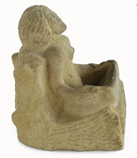 19th Century Stone Carved Seated Angel 1897