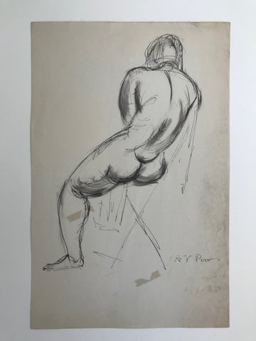 Henry Varnum Poor, Untitled: Rearview Of a Seated Nude, Mid 20th Century