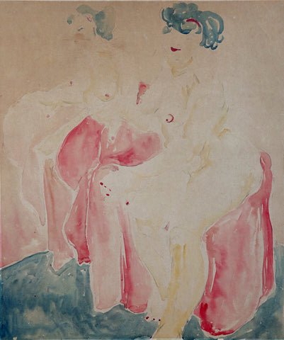 Pink Seated Nude, by Unknown
